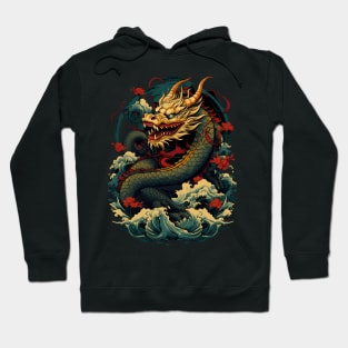 Ukiyo-e dragon waves Hoodie